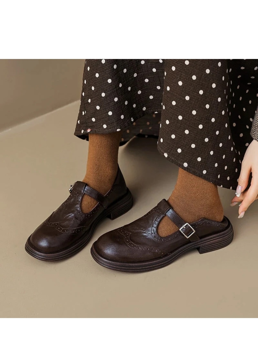 Classic Brown Mary Jane Slip-On Loafers || 39